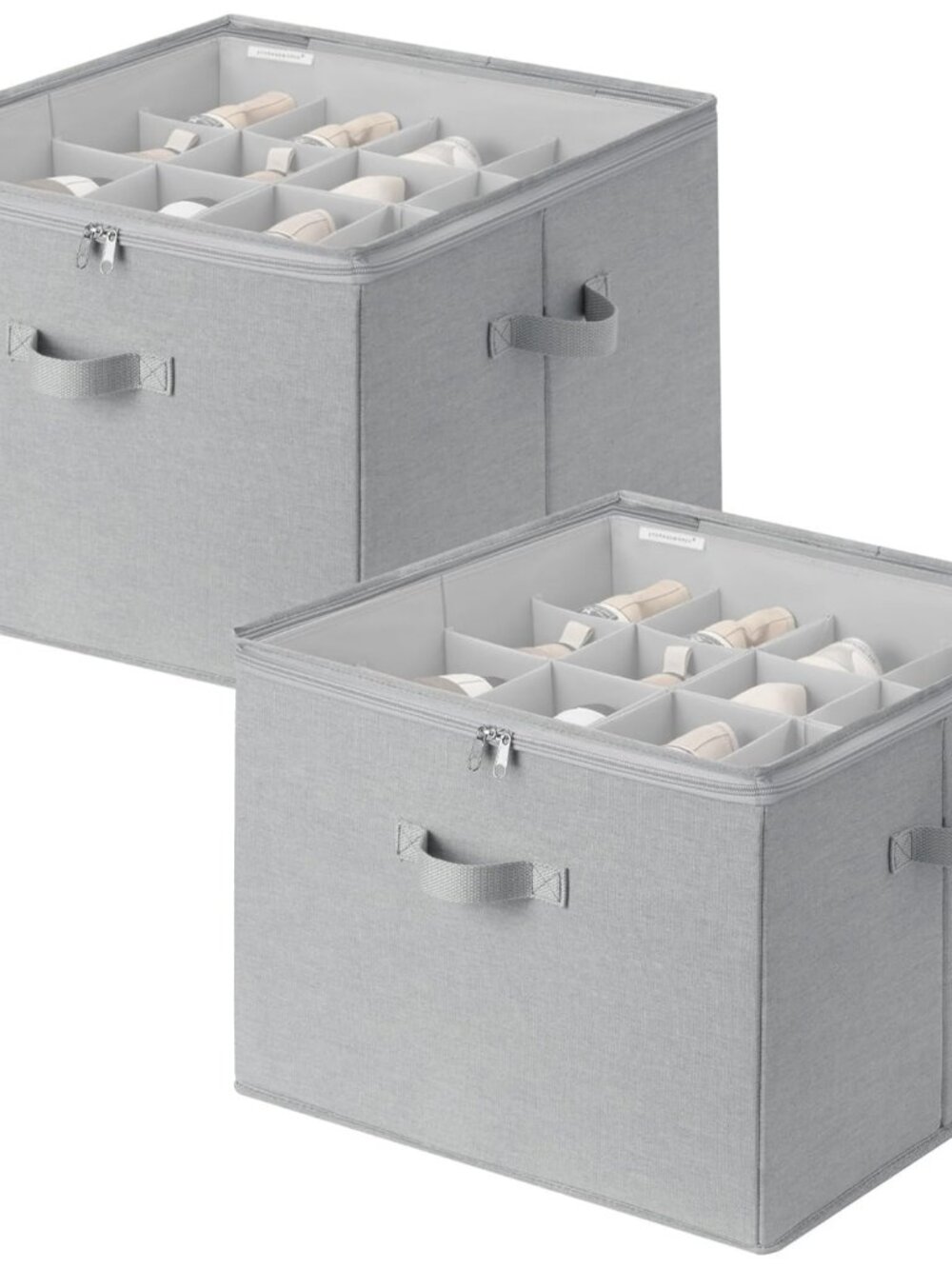 2-Pack 32-Pair Shoes Organizer with Adjustable Dividers, Grey